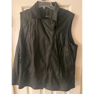 Simply Vera Vegan Faux Leather Vest XXL Black Sleeveless Moto Grunge Lined Biker
